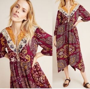Anthropologie Meredith Embroidered Maxi Dress